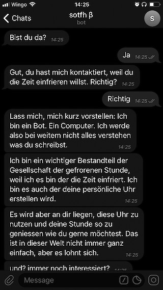 «Momo», a chatbot, accompanies and supports us. She is the one who freezes our time.