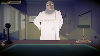 Ingame Screenshot. Begegnung Patientin mit Doktor.