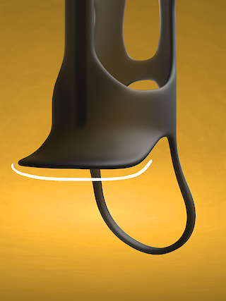 Die Lippe stützt den Sleeve am Körper ab, dadurch drückt er nicht aufs Schambein.