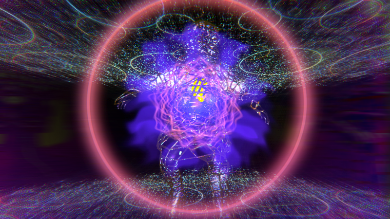 Visualisierung eines DMT-Trips. Bild: Sacha Schwarz. © ZHdK.