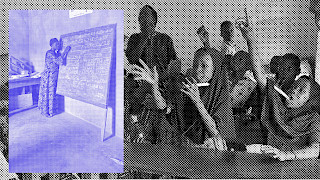 A series of images depicting N'ko learning activities and workshops held in various schools across Guinea in May 2023. Photo: Klervie Mouho. © ZHdK.